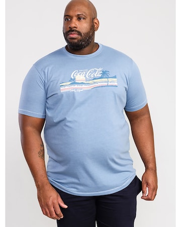 D555 Big And Tall Norfolk Official Coca-Cola Beach Scene Printed T-Shirt - Denim