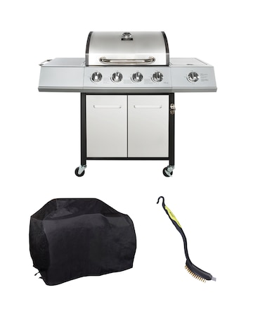 Charles Bentley 4 Burner Gas BBQ with Side Burner Bundle