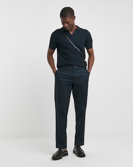 Navy Short Sleeve Textured Revere Knit Polo