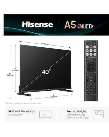 Hisense 40A5QTUK 40in Full HD QLED Smart TV with Freely