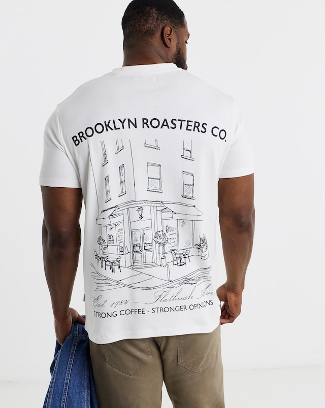 JACK & JONES Premium Brooklyn Roasters Back Graphic T-Shirt - White