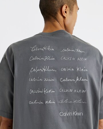 Calvin Klein Short Sleeve Script Back Graphic T-Shirt - Grey