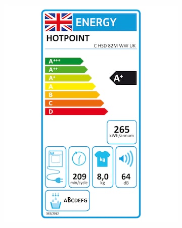 Hotpoint FabicCare C HSD 82M WW UK 8kg Heat Pump Tumble Dryer - White