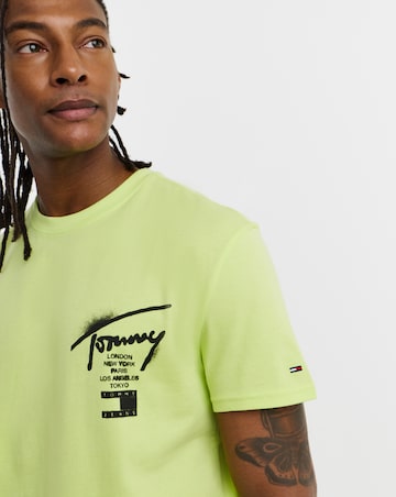 Tommy Jeans Short Sleeve Back Graphic City Signature T-Shirt - Lime