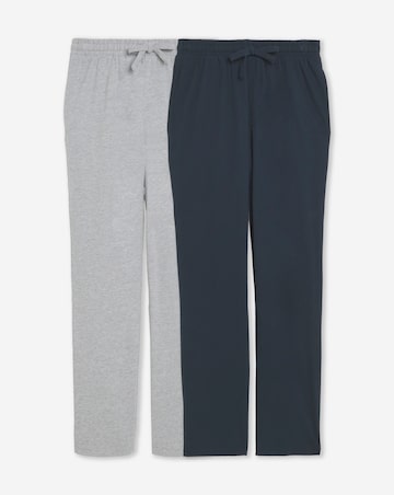 2 Pack Open Hem Lounge Joggers- Grey/Navy