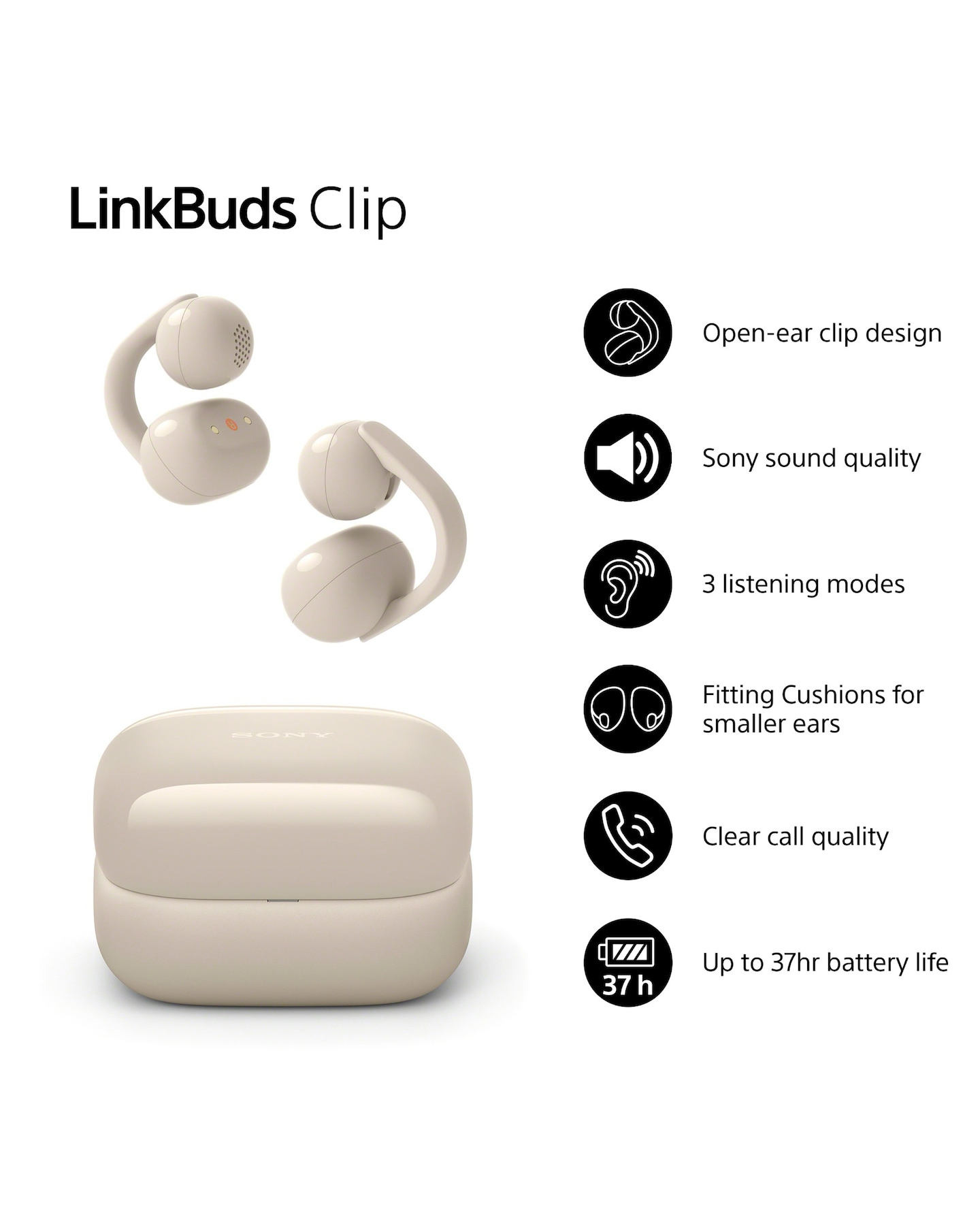 新品未開封　SONY LinkBuds Clip グレージュ Sony LinkBuds Clip Open-Ear True Wireless Earbuds - Greige | Jacamo