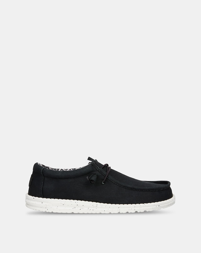 HEYDUDE Wally Stretch Canvas Shoes - Black/White