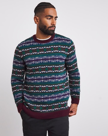 Burgundy Crew Neck Fairisle Jumper