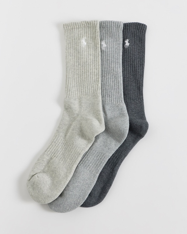 Polo Ralph Lauren 3 Pack Cotton Crew Sock - Grey