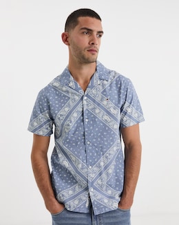 Tommy Jeans Short Sleeve Bandana Print Shirt - Blue