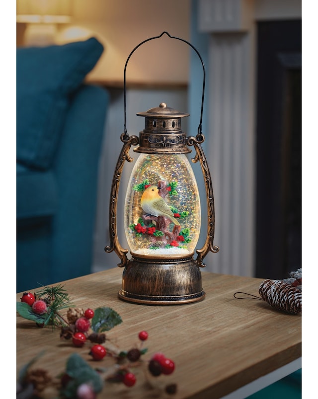 New In - SnowSwirl Festive Robin Lantern