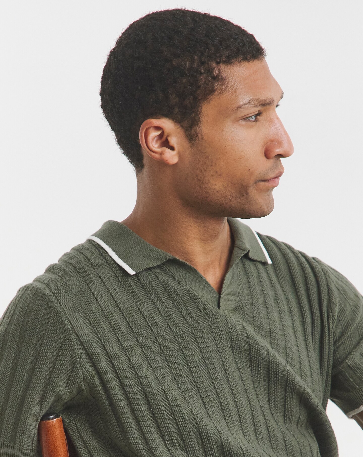 Textured Trophy Neck Tipped Knit Polo | Jacamo