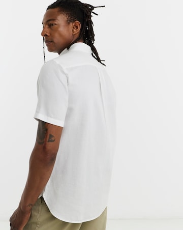 Tommy Hilfiger Short Sleeve Linen Blend Shirt - White