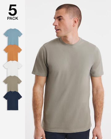 5 Pack Multi Crew Neck T-Shirts Long