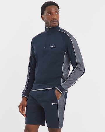 BOSS Classic Lounge 1/4 Zip Tracksuit Top - Navy