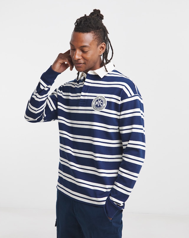 Tommy Hilfiger Stripe Badge Rugby Shirt - Navy