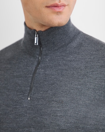 Calvin Klein Merino Quarter Zip Dark Grey Jumper