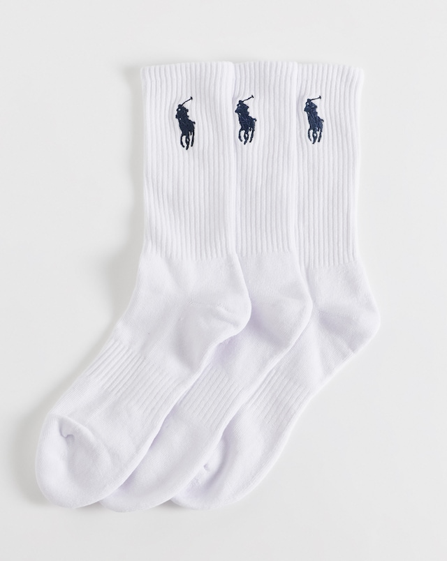 Polo Ralph Lauren 3 Pack Big Pony Crew Sport Sock - White