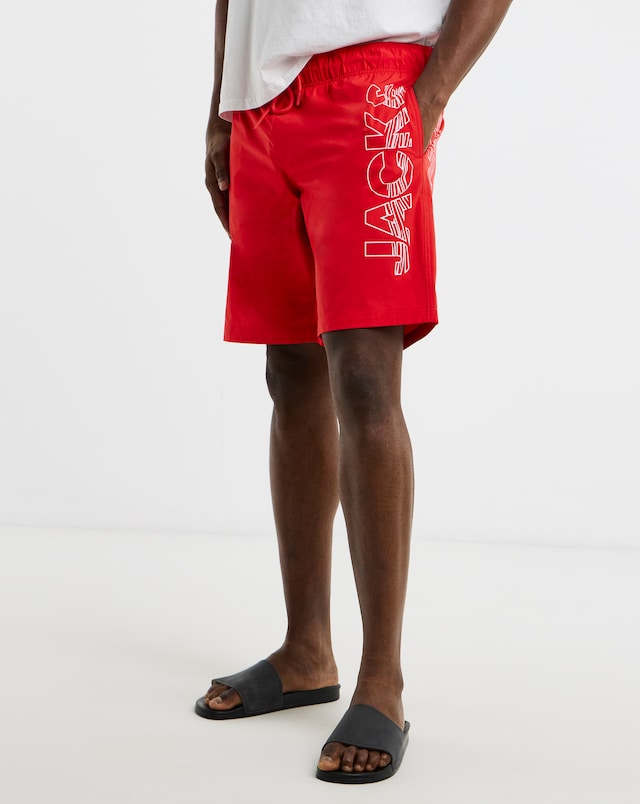 JACK & JONES Maui Logo Swim Shorts - Red