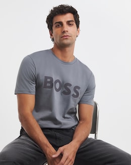 BOSS Short Sleeve Large Logo T-Shirt - Charcoal