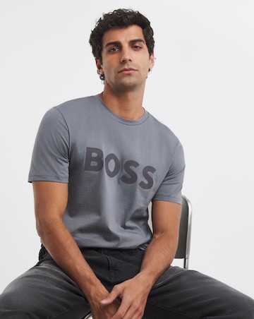 BOSS Short Sleeve Large Logo T-Shirt - Charcoal