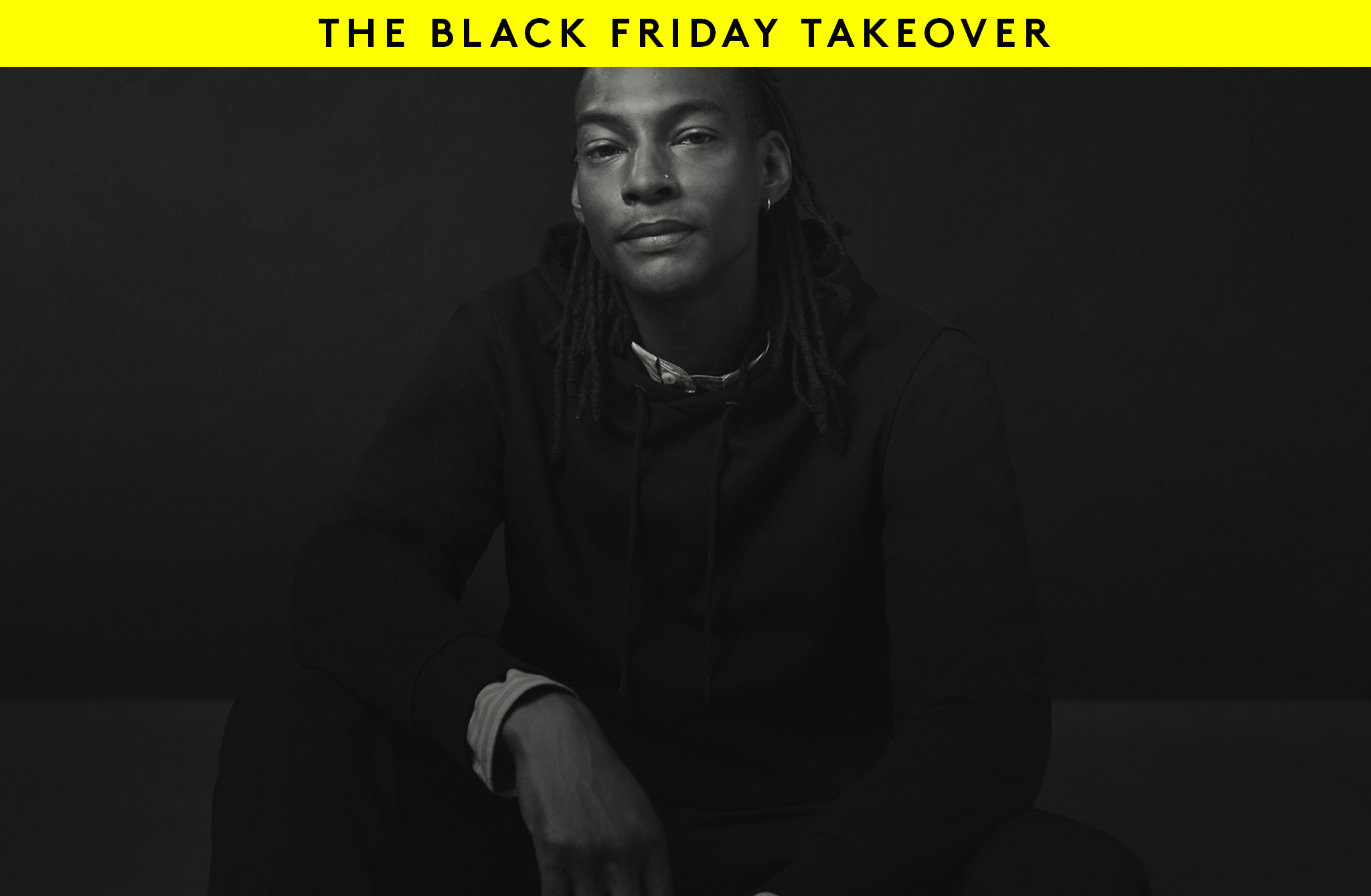 The Black Friday Takeover. Model wears Overhead Hoodie- Black