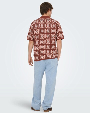 Only & Sons Bart Crochet Shirt - Rust