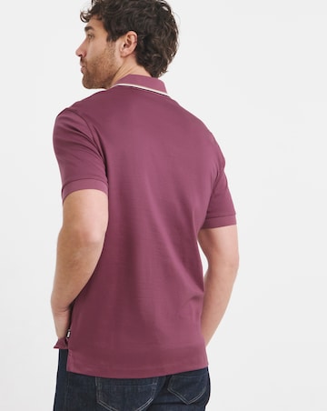 BOSS Tipped Collar Jersey Polo - Plum