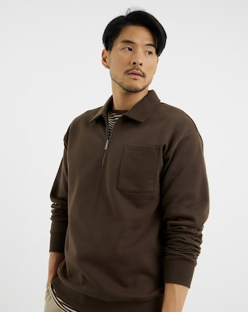 Relaxed 1/4 Zip Po Neck Sweatshirt