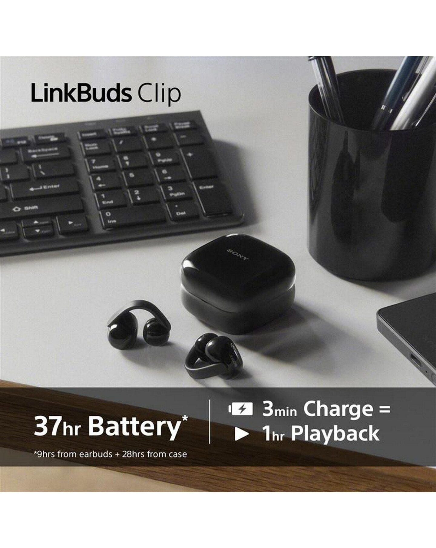 Sony LinkBuds Clip Open-Ear True Wireless Earbuds - Black | Jacamo