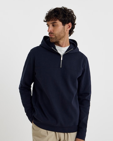 Folio Interlock 1/4 Zip Hoodie-Navy