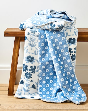 Reversible Floral Fleece Throw