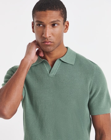 Open Neck Textured Polo