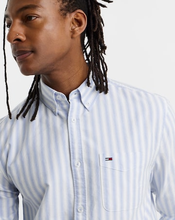 Tommy Jeans Long Sleeve Regular Stripe Oxford Shirt - Blue