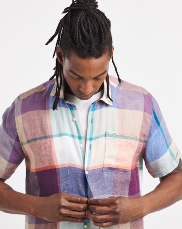 Barbour Bridford Short Sleeve Short Sleeve Checked Summer Fit Shirt - Mint Blue