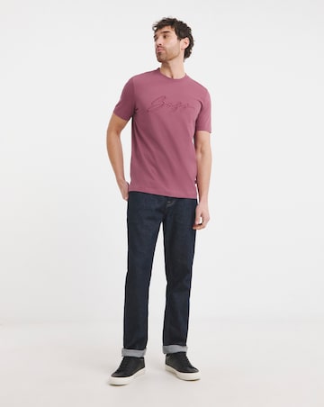 BOSS Short Sleeve Script Logo T-Shirt - Plum