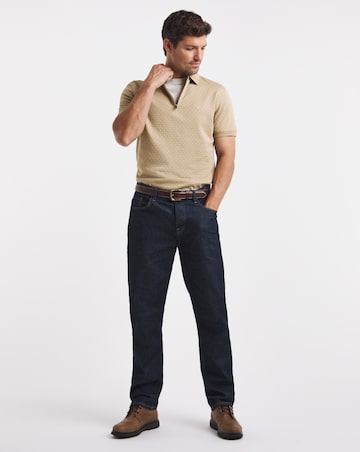 Barbour Short Sleeve Hockham Tailored Fit Zip Polo Shirt - Stone