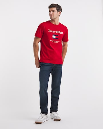 Tommy Hilfiger Short Sleeve Embroidered Flag T-Shirt - Red