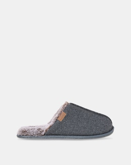 FatFace Harvey Check Mule Slipper - Grey