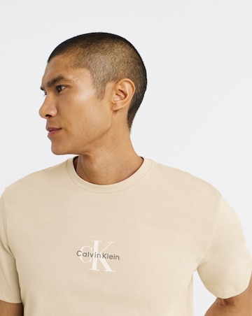 Calvin Klein Jeans Short Sleeve Micro Monologo T-Shirt - Oatmeal