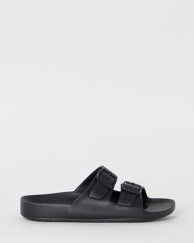 Adjustable Double Buckle Sliders - Black, Wide Fit