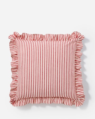Sylvia Ruffled Stripe Cushion - Red