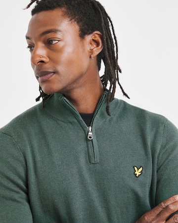 Lyle & Scott Deep Green Cotton Merino 1/4 Zip Jumper