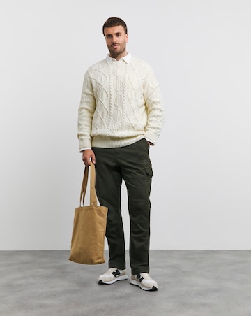 Wool Blend Ecru Chunky Crew Neck Jumper