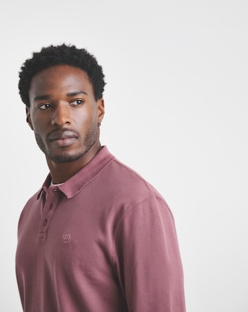 Union Garment Dyed Long Sleeve Polo-Burgundy