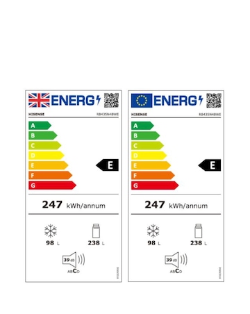 Hisense RB435N4BWE Fridge Freezer - White E Rated 201 CM