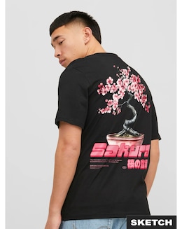 Jack &amp; Jones Sakura Crew Neck T-Shirt - Black