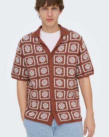 Only & Sons Bart Crochet Shirt - Rust