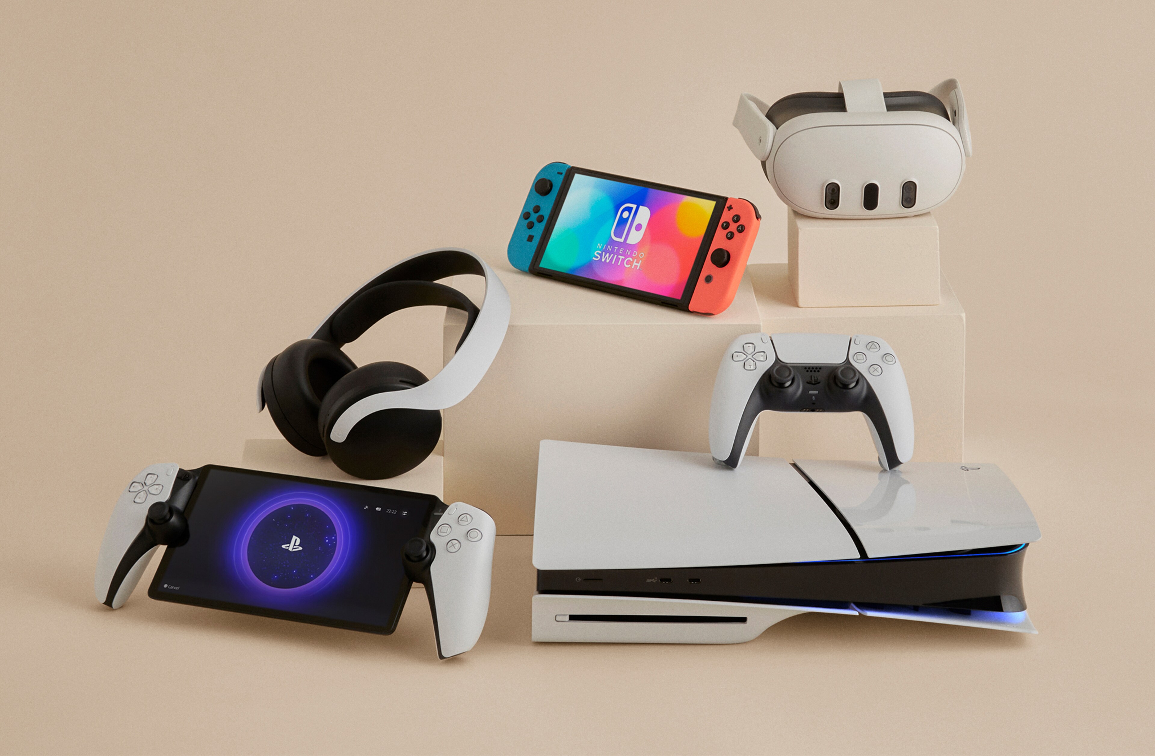 Tech & Gaming pictured including PS5, Nintendo Switch.