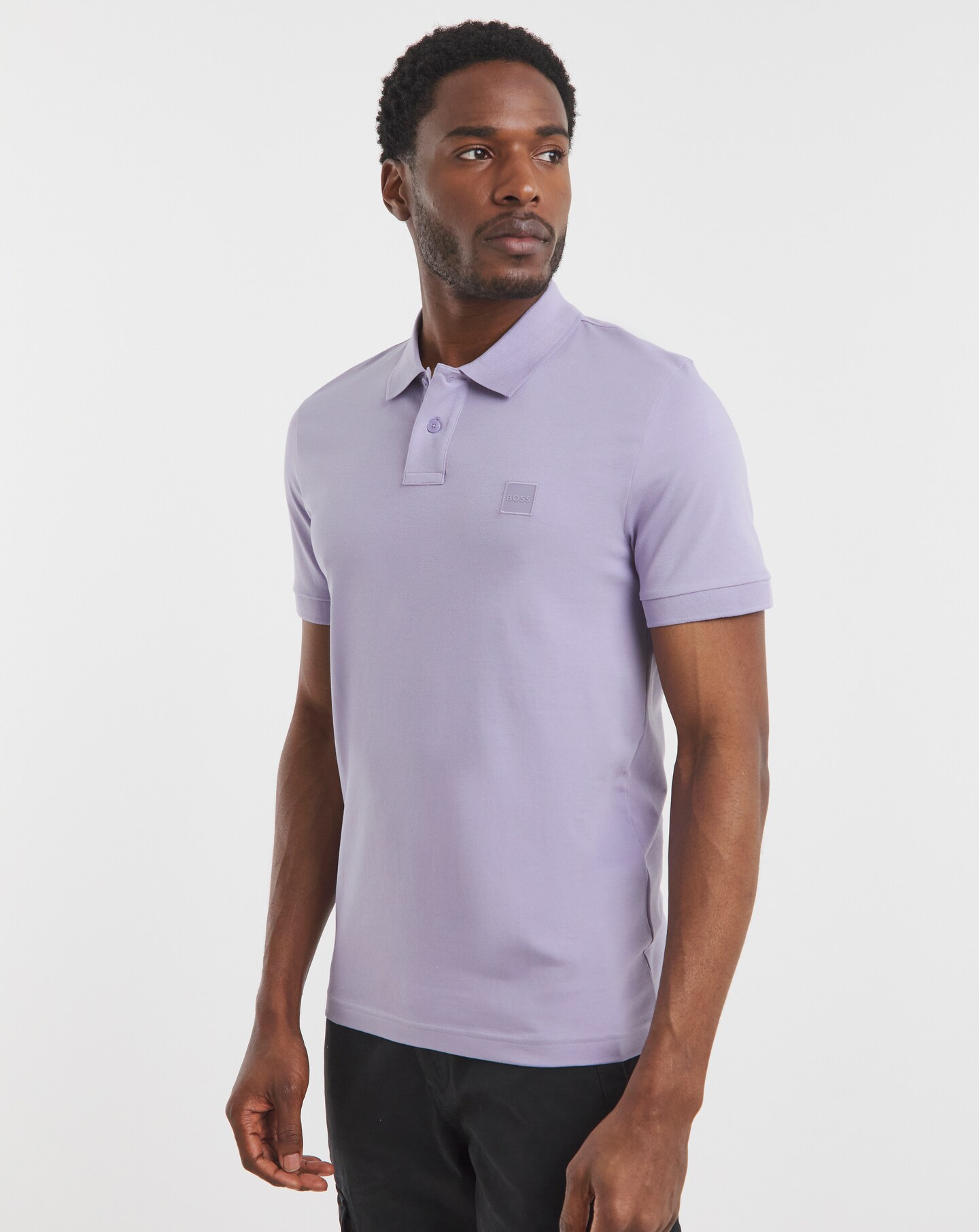 BOSS Short Sleeve Box Logo Polo - Purple | Jacamo